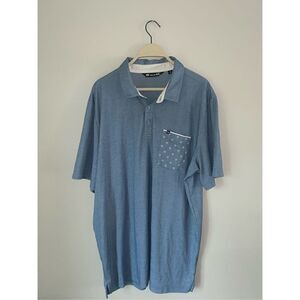 Men’s Travis Matthew Pocket Polo Blue Palm Trees XXL